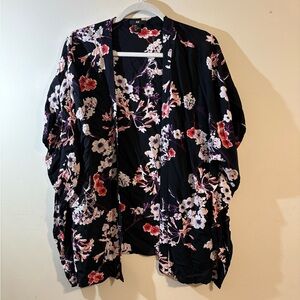 H&M Women’s Small black floral kimono versatile lightweight cardigan cover-up